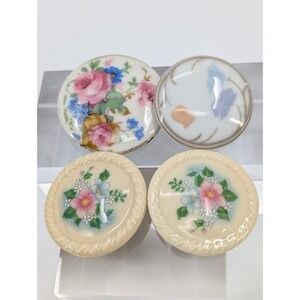 VTG Lot 4 Brooches Pins Avon Dansk Japan Porcelain Botanical Floral Bisque
